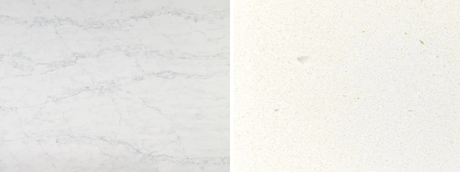 Quantum zero white quartz countertops with subtle veining and solid white quartz texture