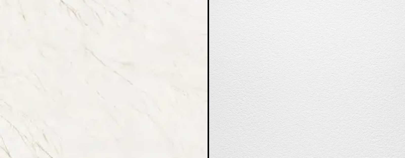A side-by-side comparison of white Lapitec and white porcelain surfaces