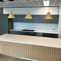 Combination of 30mm Terrazzo and 20mm Rosemee YDL Quartz